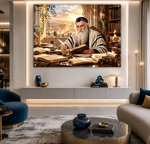 ציור מעוצב של רבי מאיר בעל הנס על קנבס או זכוכית