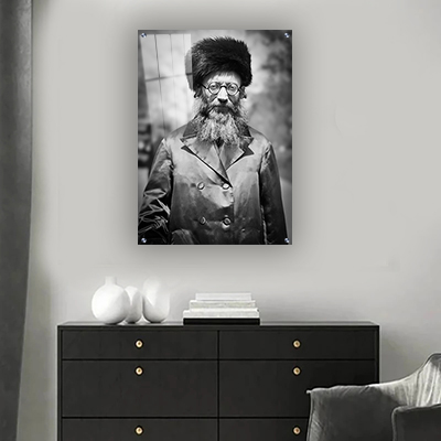 5461 - תמונה של הרב קוק בשחור לבן על קנבס או זכוכית מחוסמת