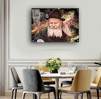 ציור גרפיטי צבעוני של הרבי מליובאוויטש מחייך