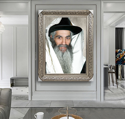 1659 - תמונה מעוצבת של רבי דוד אבוחצירא עם טלית להדפסה על קנבס או זכוכית