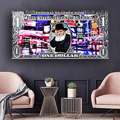 תמונה מודרנית ומעוצבת של הרבי מליובאוויטש על רקע צבעוני