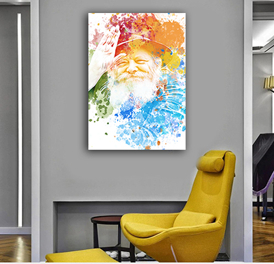 ציור פופ אפ צבעוני של הרבי מליובאוויטש מחייך