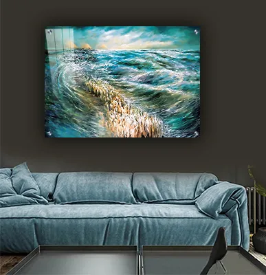 2067 - ציור יודאיקה של קריעת ים סוף להדפסה על קנבס או זכוכית מחוסמת