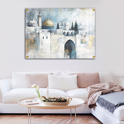2000 - ציור אבסטרקט של חומות ירושלים על קנבס או זכוכית מחוסמת