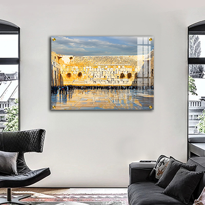 2031 - ציור של הכותל המערבי באור יום על קנבס או זכוכית מחוסמת