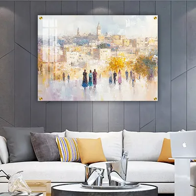 2087 - ציור של חומות ירושלים על קנבס או זכוכית מחוסמת