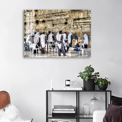 3089 - ציור של מתפללים בכותל המערבי להדפסה על קנבס או זכוכית