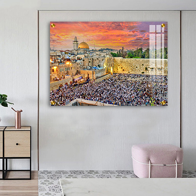 3091 - ציור של הכותל המערבי בשקיעה להדפסה על קנבס או זכוכית מחוסמת