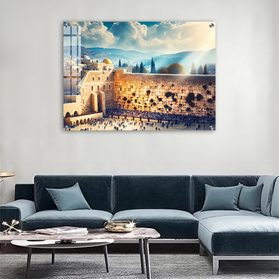 3106 - ציור של הכותל המערבי באור יום על קנבס או זכוכית מחוסמת