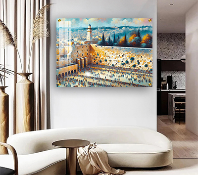 3128 - ציור של הכותל המערבי על קנבס או זכוכית מחוסמת