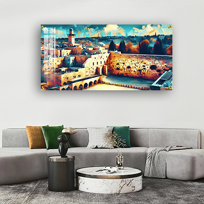 3131 - ציור מלבני של הכותל המערבי על קנבס או זכוכית מחוסמת